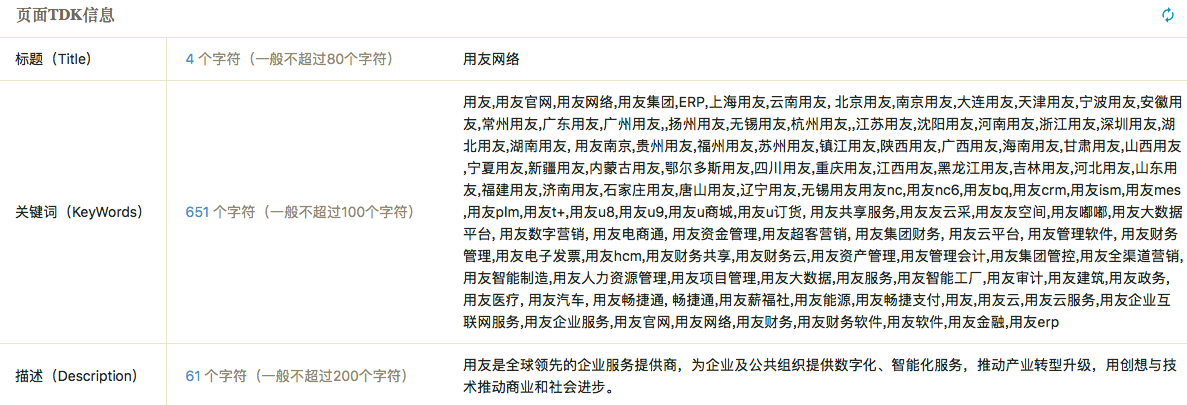 用友網站SEO實例